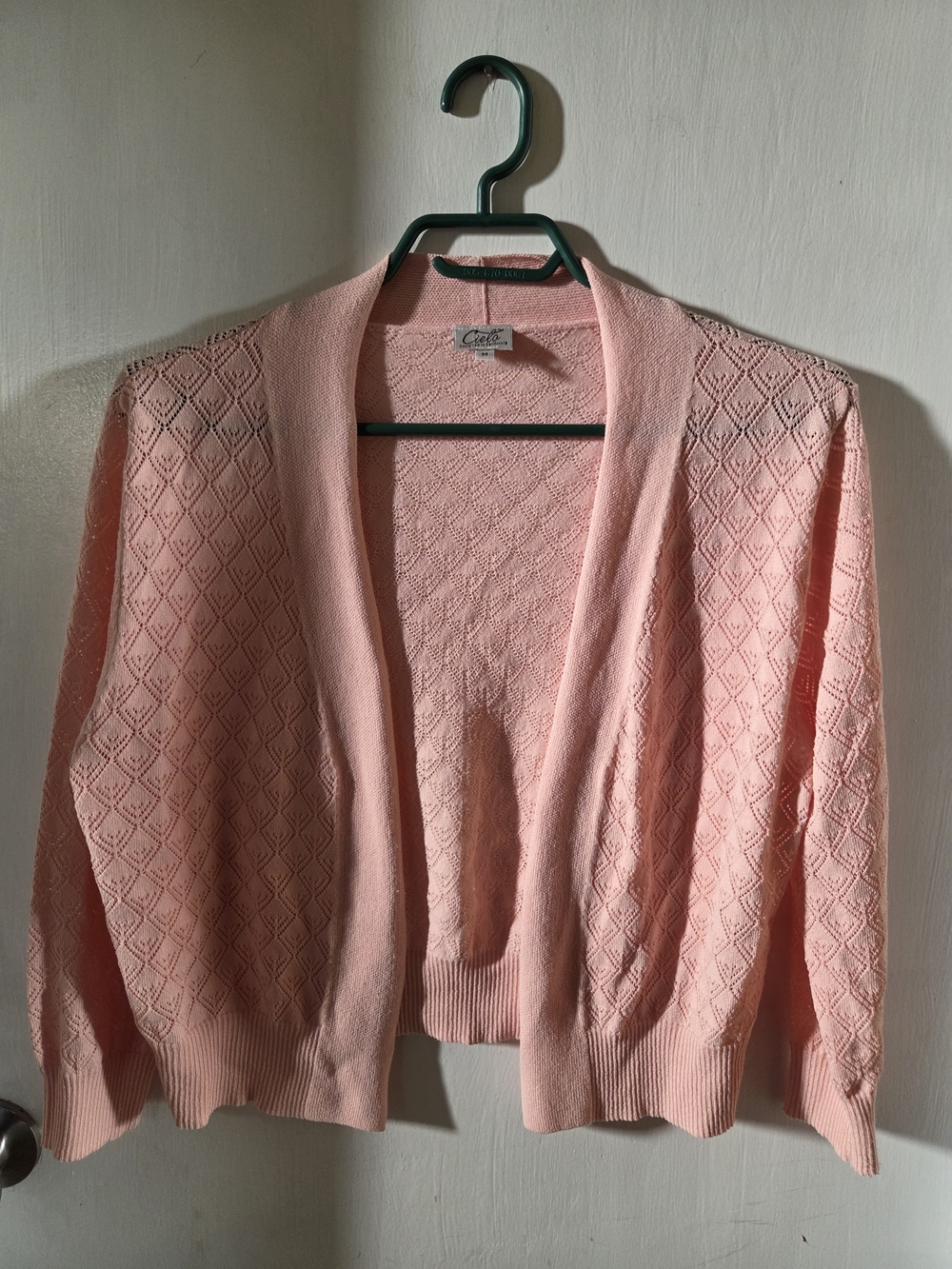 Cielo Pink Diamond Pointelle Open Cardigan